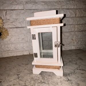Rustic White Lantern with Jute Accents